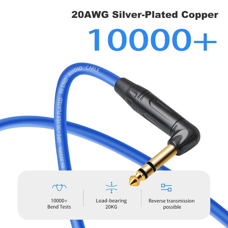 HUALEU كابل تمرير 2 قدم 1/4 إلى XLR، نوع D 3 دبابيس XLR ذكر إلى 6.35 مم TRS ذكر بزاوية قائمة، كابل صوت صندوق أرضي-20AWG موصل نحاسي مطلي بالفضة، يتضمن براغي تثبيت-عبوة 2 - Image 5